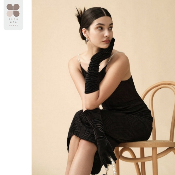 Black Dress with Pearl Straps - Picture 2 of 7